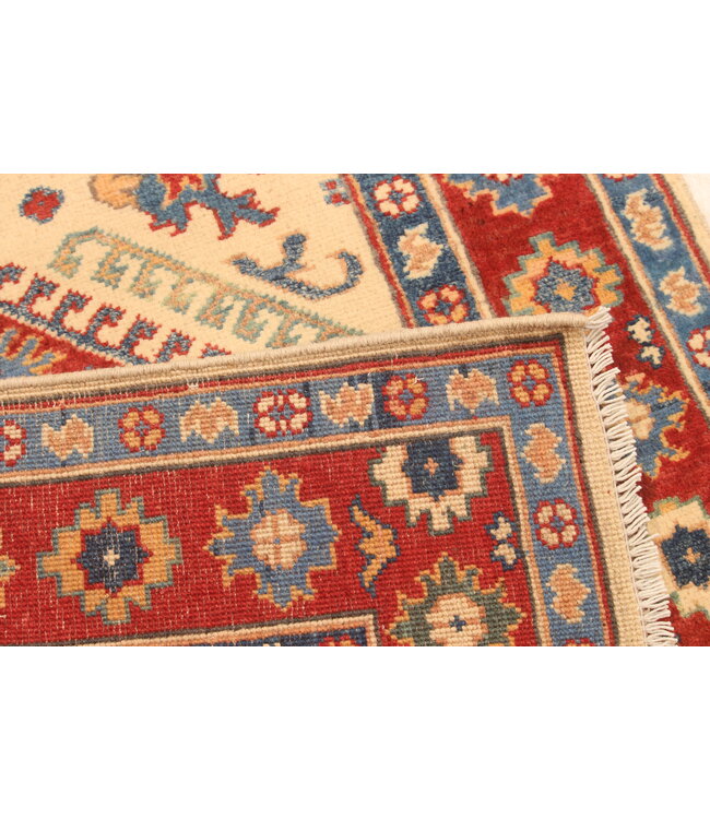 148x101cm Handgeknoopte Wol Kazak Tapijt – Authentiek Oosters Vloerkleed, Traditioneel Tribaal Design, Hoogwaardige Handgemaakte Wol Tapijt