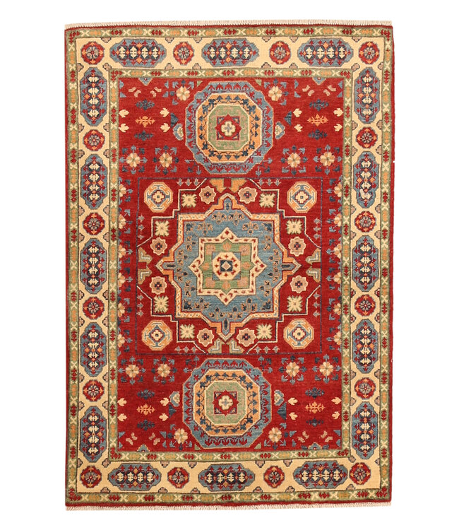Kelimshop 150x102cm Hand-Knotted Wool Kazak Rug – Authentic Oriental Carpet, Traditional Tribal Design, High-Quality Handmade Wool Rug