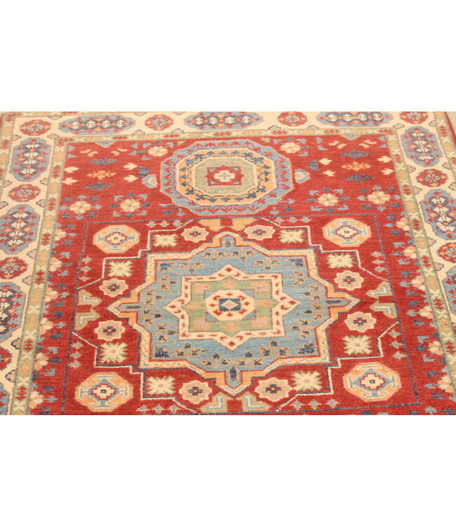 150x102cm Handgeknoopte Wol Kazak Tapijt – Authentiek Oosters Vloerkleed, Traditioneel Tribaal Design, Hoogwaardige Handgemaakte Wol Tapijt