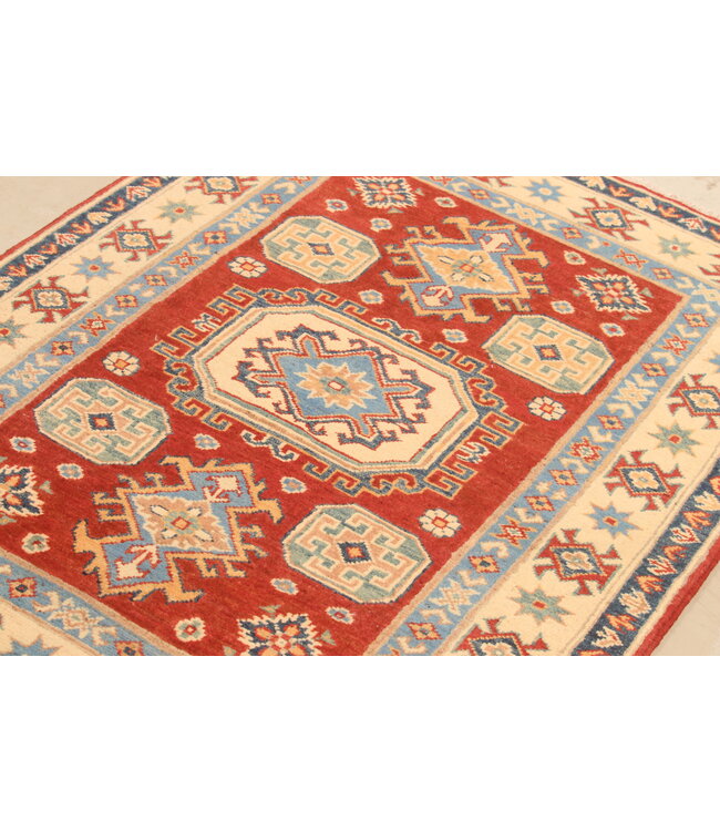 148x100cm Handgeknoopte Wol Kazak Tapijt – Authentiek Oosters Vloerkleed, Traditioneel Tribaal Design, Hoogwaardige Handgemaakte Wol Tapijt