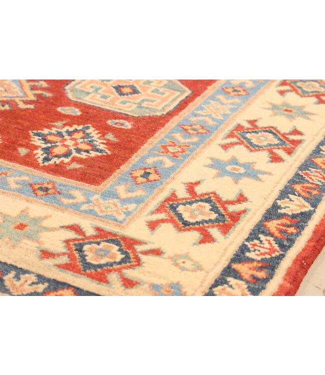 148x100cm Hand-Knotted Wool Kazak Rug – Authentic Oriental Carpet, Traditional Tribal Design, High-Quality Handmade Wool Rug