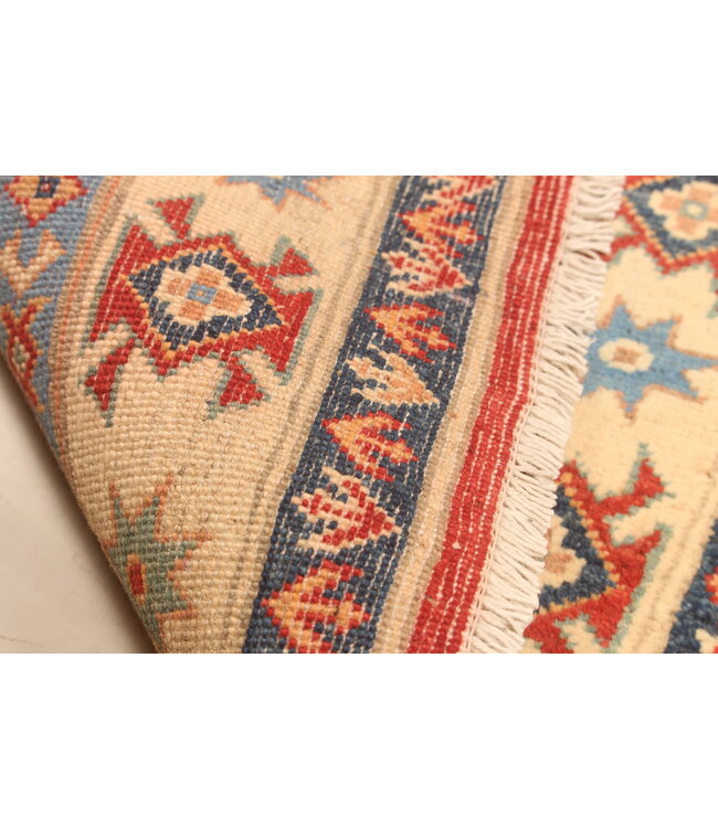 148x100cm Hand-Knotted Wool Kazak Rug – Authentic Oriental Carpet, Traditional Tribal Design, High-Quality Handmade Wool Rug