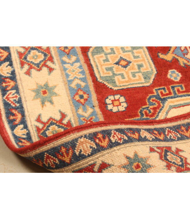148x100cm Handgeknüpfter Woll Kazak Teppich – Authentischer Orientalischer Teppich, Traditionelles Tribal Design, Hochwertiger Handgefertigter Wollteppich
