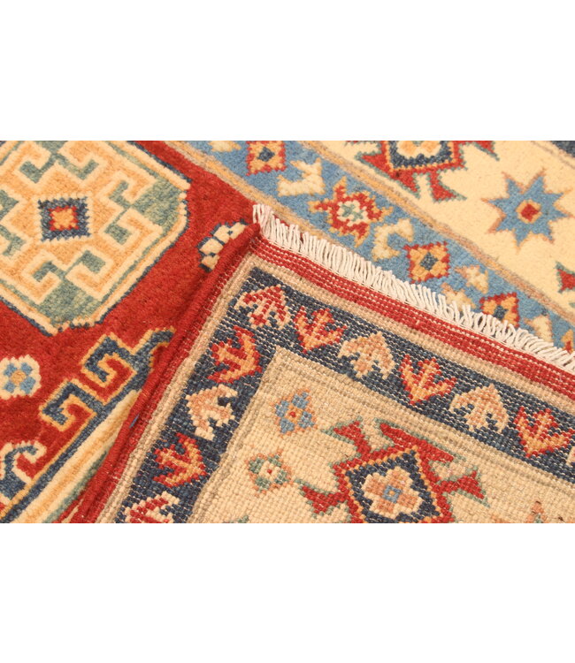 148x100cm Handgeknoopte Wol Kazak Tapijt – Authentiek Oosters Vloerkleed, Traditioneel Tribaal Design, Hoogwaardige Handgemaakte Wol Tapijt