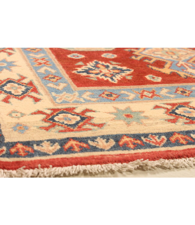 148x100cm Handgeknüpfter Woll Kazak Teppich – Authentischer Orientalischer Teppich, Traditionelles Tribal Design, Hochwertiger Handgefertigter Wollteppich