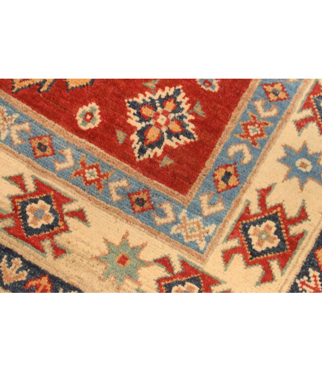148x100cm Handgeknüpfter Woll Kazak Teppich – Authentischer Orientalischer Teppich, Traditionelles Tribal Design, Hochwertiger Handgefertigter Wollteppich