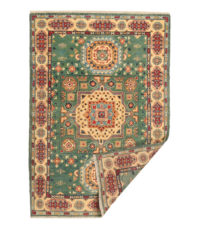 152x104cm Hand-Knotted Wool Kazak Rug – Authentic Oriental Carpet, Traditional Tribal Design, High-Quality Handmade Wool Rug