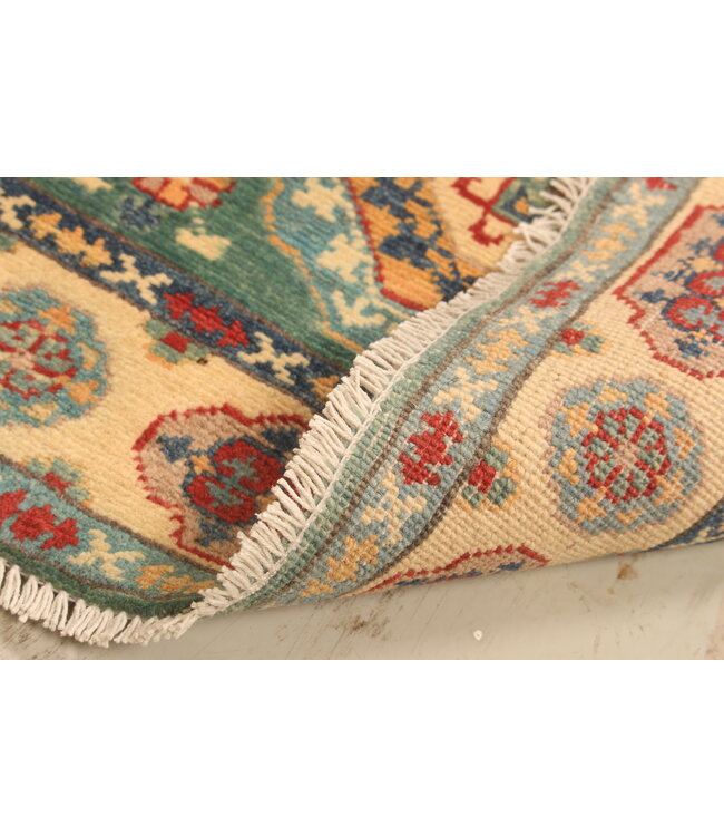 152x104cm Handgeknüpfter Woll Kazak Teppich – Authentischer Orientalischer Teppich, Traditionelles Tribal Design, Hochwertiger Handgefertigter Wollteppich