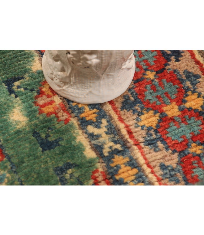 152x104cm Handgeknoopte Wol Kazak Tapijt – Authentiek Oosters Vloerkleed, Traditioneel Tribaal Design, Hoogwaardige Handgemaakte Wol Tapijt