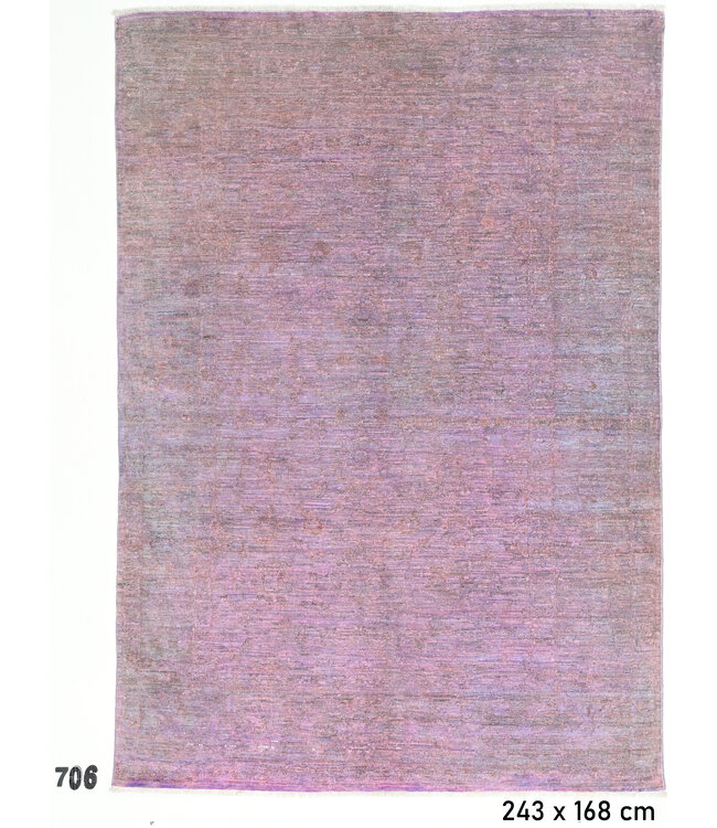 Lila-Rosa Gabbeh Teppich – Einfarbiges Muster – 243 x 168 cm