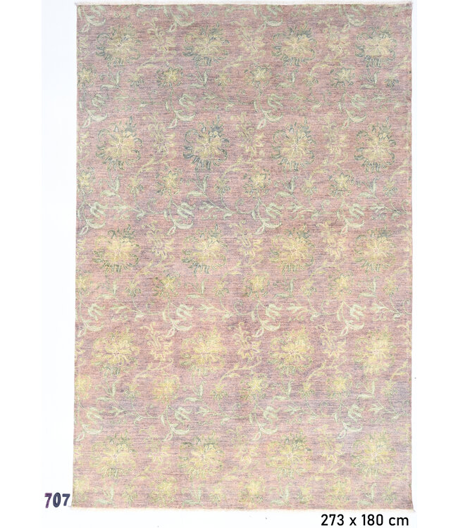 Pink-Green Ziegler Rug – Floral Pattern – 273 x 180 cm