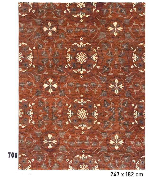 Rood Kazak Vloerkleed – Geometrisch Medaillonpatroon – 247 x 182 cm