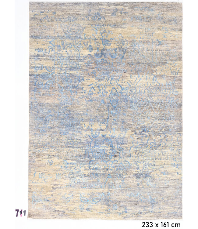 Beige-Blauer Moderner Teppich – Abstraktes Design – 233 x 161 cm