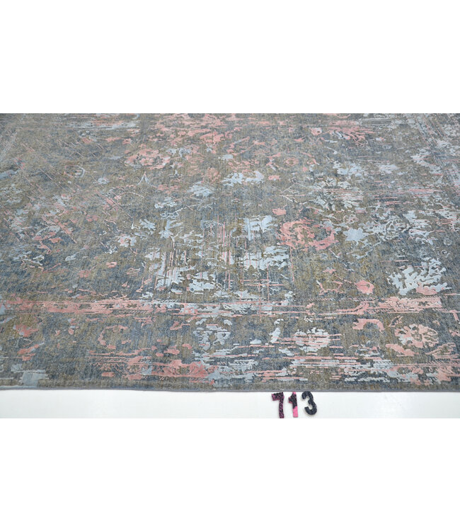 Grijs Roze Vintage 290 x 188 cm – Handgeknoopt wollen vloerkleed