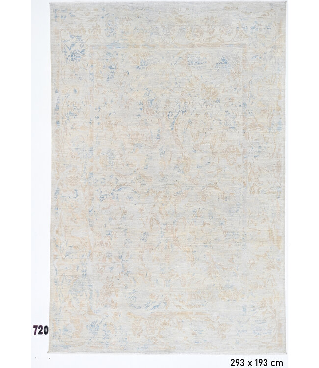 Hellblau-Beige Ziegler 293 x 193 cm – Handgeknüpfter Wollteppich mit klassischem Muster