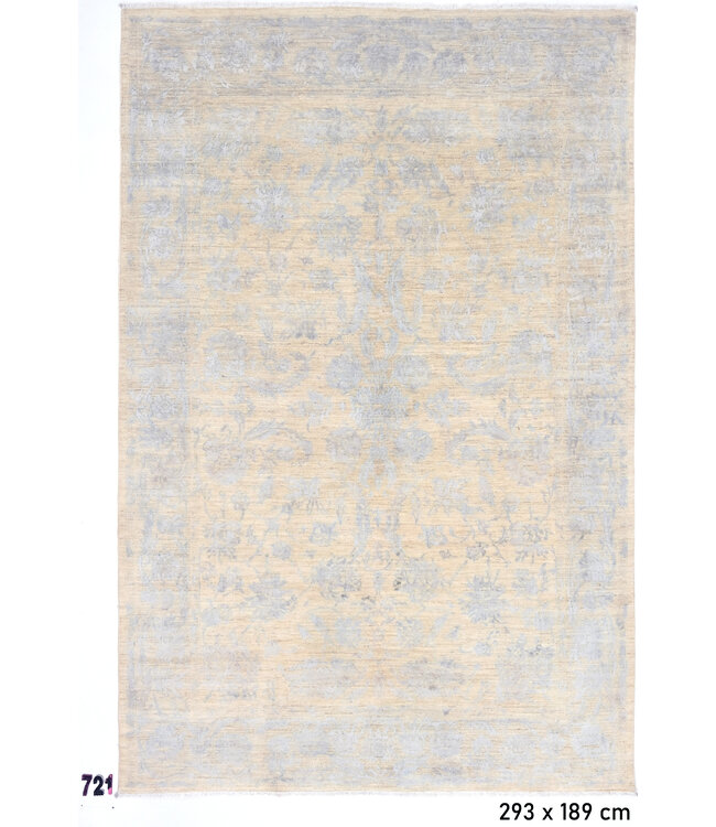 Beige-Blau Ziegler 293 x 189 cm – Handgeknüpfter Wollteppich mit klassischem Muster