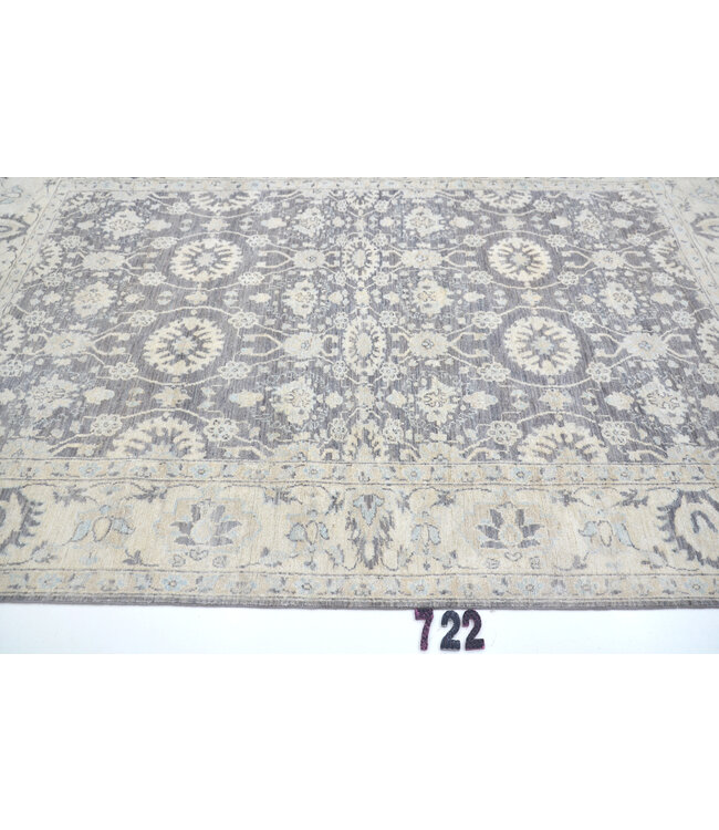 Vintage Graue Teppich | Ziegler Muster | 263 x 179 cm | Handgeknüpfter Wollteppich