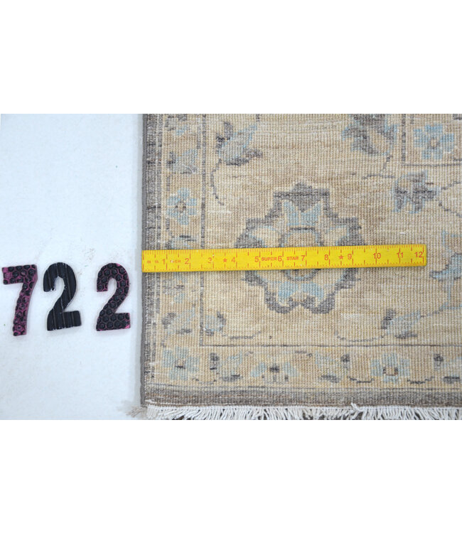 Vintage Grijze Tapijt | Ziegler Patroon | 263 x 179 cm | Handgeknoopt Wollen Vloerkleed