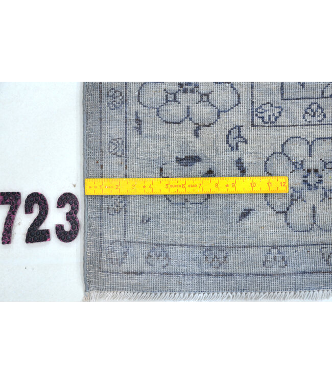 Vintage Blauer Teppich | Kazak Muster | 238 x 193 cm | Handgeknüpfter Wollteppich