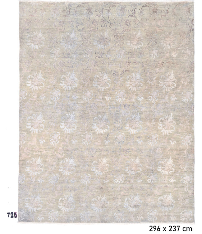 Vintage Beiger Teppich | Ziegler Muster | 296 x 237 cm | Handgeknüpfter Wollteppich