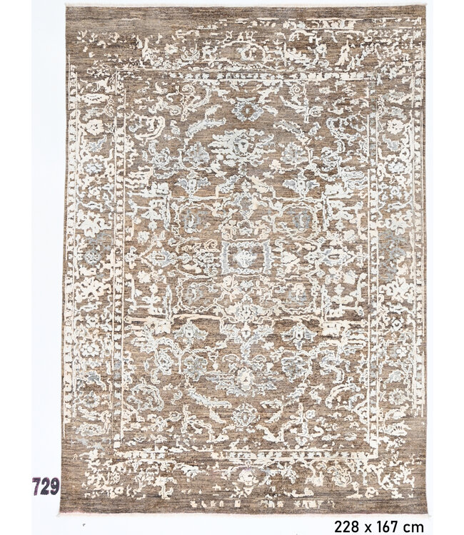 Vintage Brown Rug | Kazak Pattern | 228 x 167 cm | Hand-Knotted Wool Carpe