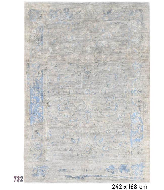 Vintage Blue Rug | Ziegler Pattern | 300 x 199 cm | Hand-Knotted Wool Carpet