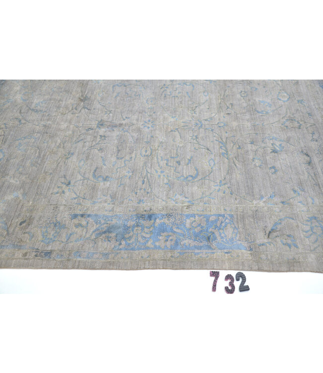 Vintage Blauer Teppich | Ziegler Muster | 300 x 199 cm | Handgeknüpfter Wollteppich