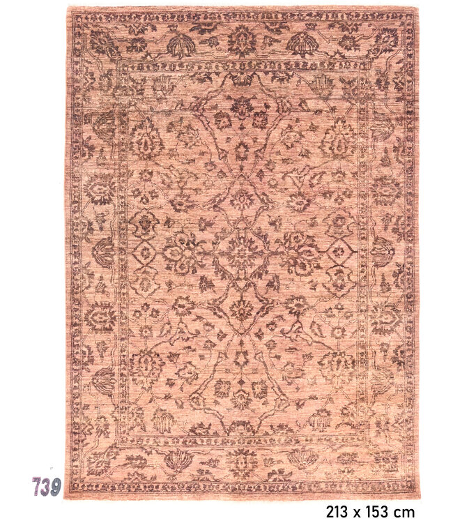 Ziegler Pink Rug | Antique Pattern | 213 x 153 cm | Hand-Knotted Wool Carpet