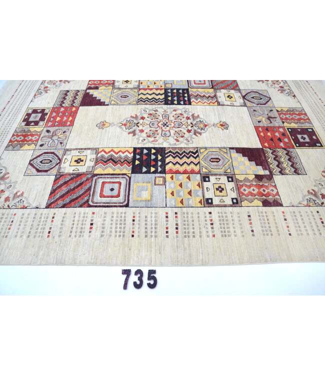 Gabbeh Tapijt | Kleurig Geometrisch Patroon | 234 x 172 cm | Handgeknoopt Wollen Vloerkleed