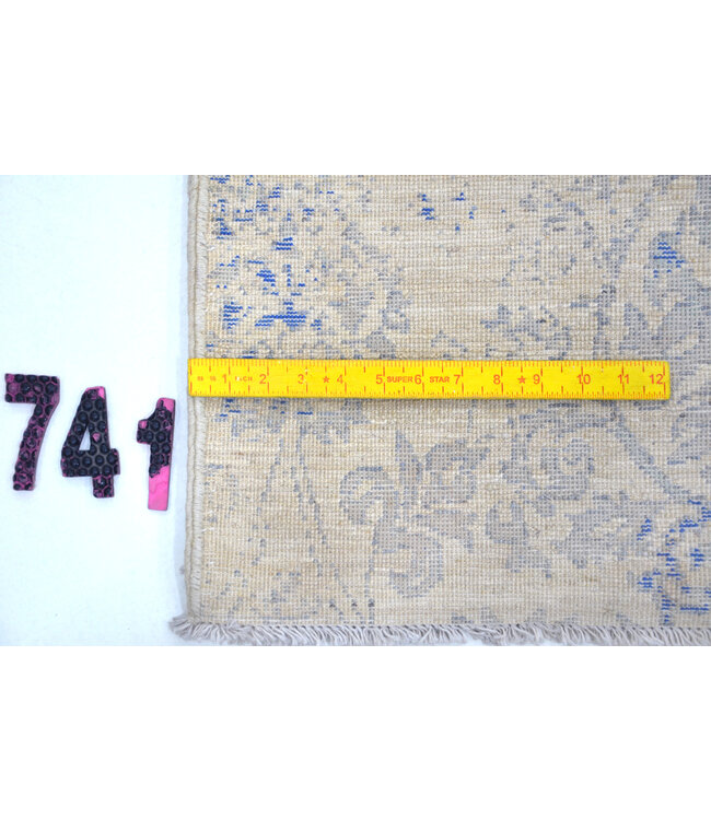 Vintage Blauwe Tapijt | Ziegler Patroon | 205 x 138 cm | Handgeknoopt Wollen Vloerkleed