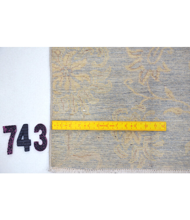 Moderner Blauer Teppich | Blumenmuster | 184 x 120 cm | Handgeknüpfter Wollteppich