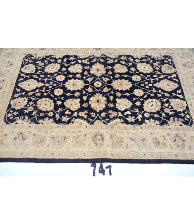 Schwarz & Beige Ziegler Teppich – Handgeknüpft – 189 x 132 cm – Wolle