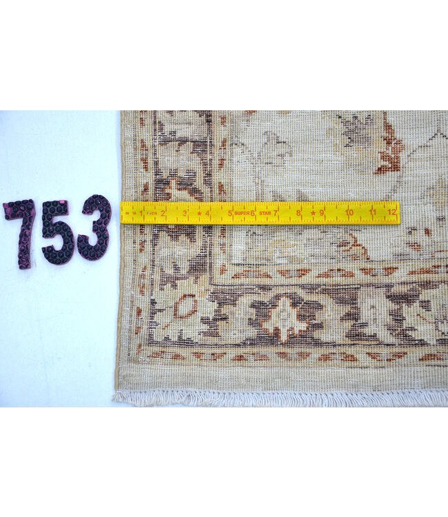 Hand-Knotted Wool Rug - Ziegler Pattern - 349 x 073 cm - Neutral Tones