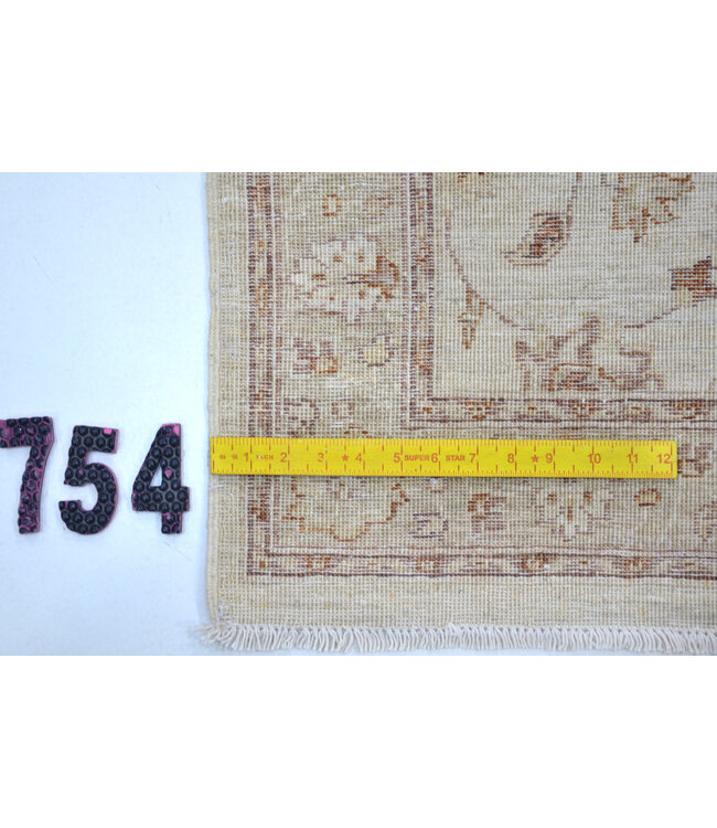 Handgewebter Wollteppich - Ziegler Muster - 376 x 074 cm - Neutrale Töne