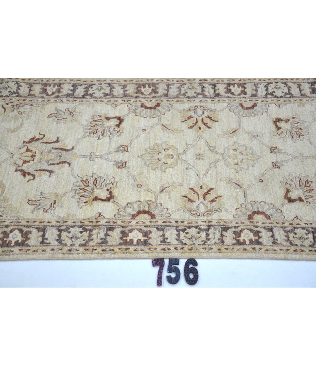 Ziegler Wol Handgeweven Tapijt - Ziegler Patroon - 363 x 074 cm - Neutrale Kleuren