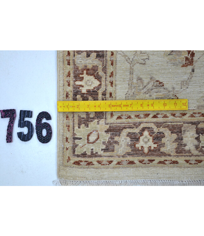 Ziegler Woll Handgewebter Teppich - Ziegler Muster - 363 x 074 cm - Neutrale Farben