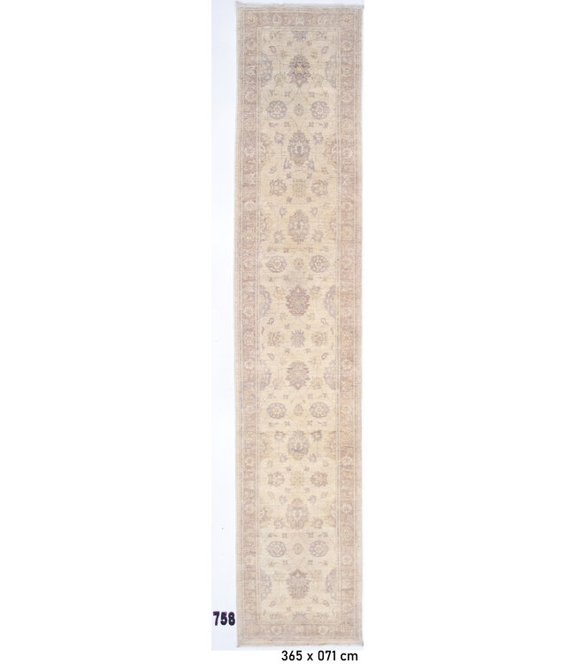 Ziegler Wol Handgeweven Tapijt - Ziegler Patroon - 365 x 071 cm - Zachte Neutrale Kleuren