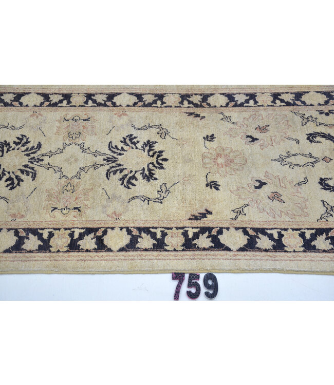 Ziegler Wool Hand-Knotted Rug - Ziegler Pattern - 350 x 077 cm - Neutral Colors