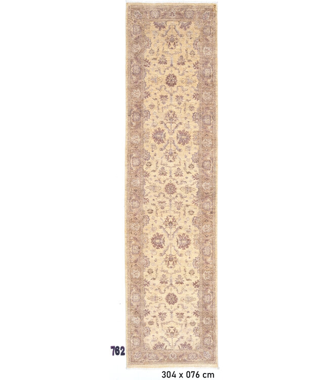 Beige-Brown Ziegler Runner – 304 x 76 cm – Hand-Knotted Wool