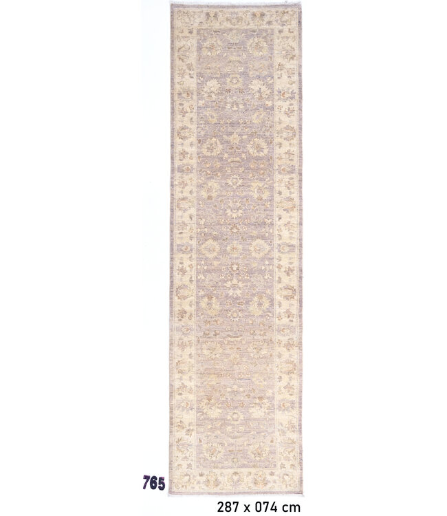 Langer Lila-Beige Ziegler Läufer – 287 x 074 cm – Handgeknüpft aus Wolle