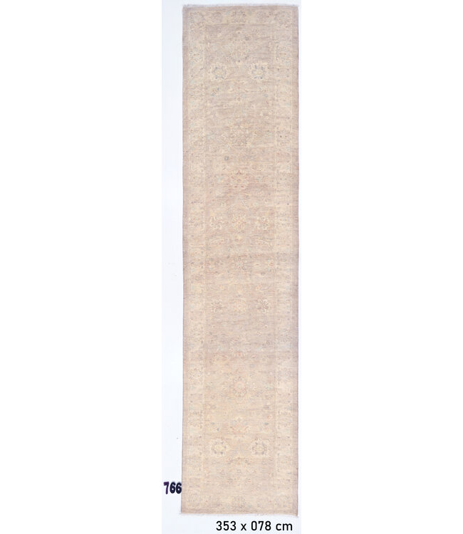 Long Ziegler Runner in Sand Tones – 353 x 078 cm – Hand-Knotted Wool