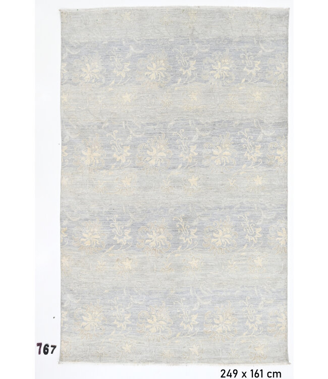 Light Blue Floral Rug – 249 x 161 cm – Hand-Knotted Wool
