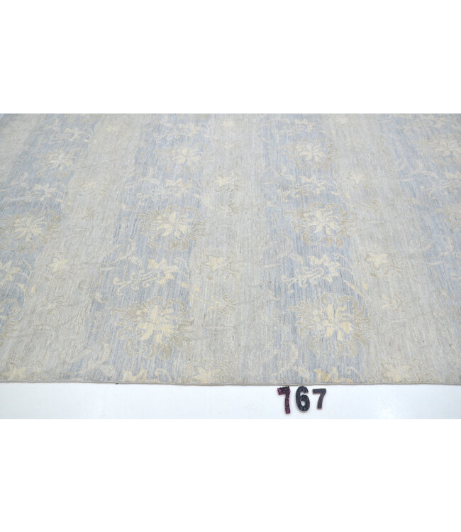 Light Blue Floral Rug – 249 x 161 cm – Hand-Knotted Wool