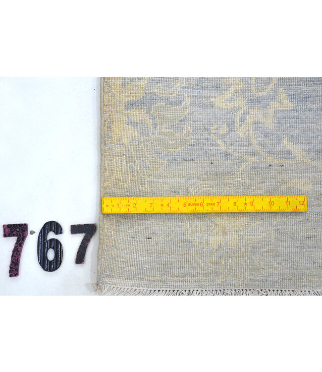 Hellblauer Moderner Blumenteppich – 249 x 161 cm – Handgeknüpft aus Wolle