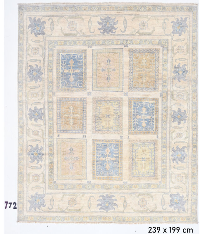 Hellblau Gelb Gabbeh Teppich – 239 x 199 cm