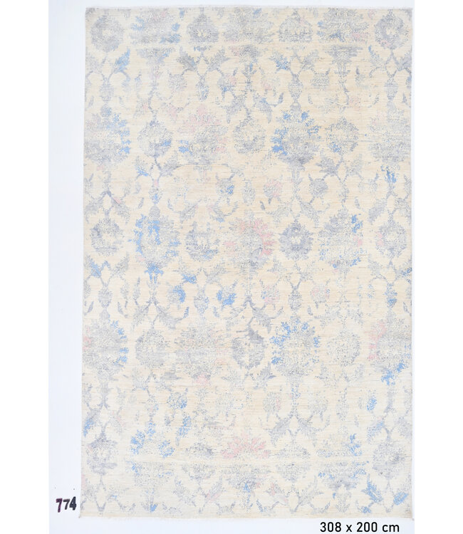 Beige Blue Modern Rug – 308 x 200 cm