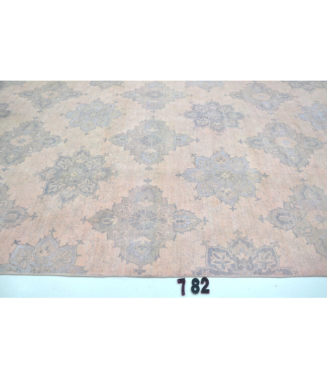Vintage Tapijt - Zacht Roze en Paarse Bloemenpatroon | Handgeknoopt Wol - 375x269 cm