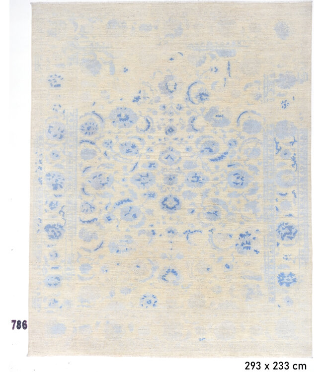 Modern Blauw-Beige Ziegler Tapijt – Handgeknoopt – 293 x 233 cm – Wol