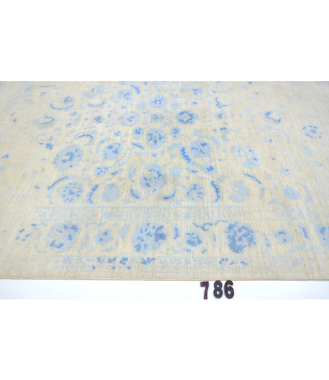 Ziegler Teppich in Blau-Beige – Handgeknüpft – 293 x 233 cm – Wolle