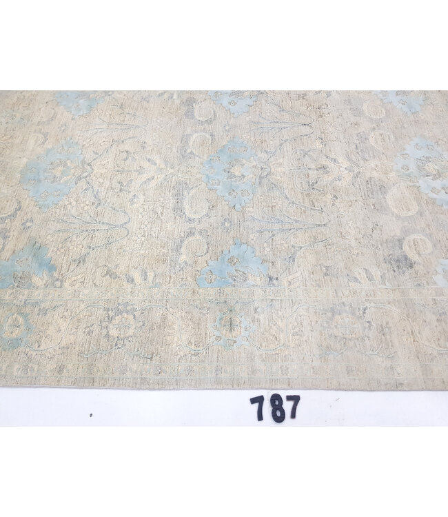 Klassiek Beige-Turquoise Ziegler Tapijt – Handgeknoopt – 239 x 165 cm – Wol